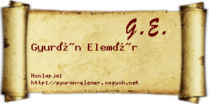Gyurán Elemér névjegykártya